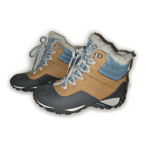 New! Merrell Atmost Mid WTPF Womens Brown Sugar/Ice Boots Sz 7.5 M - Picture 2 of 12